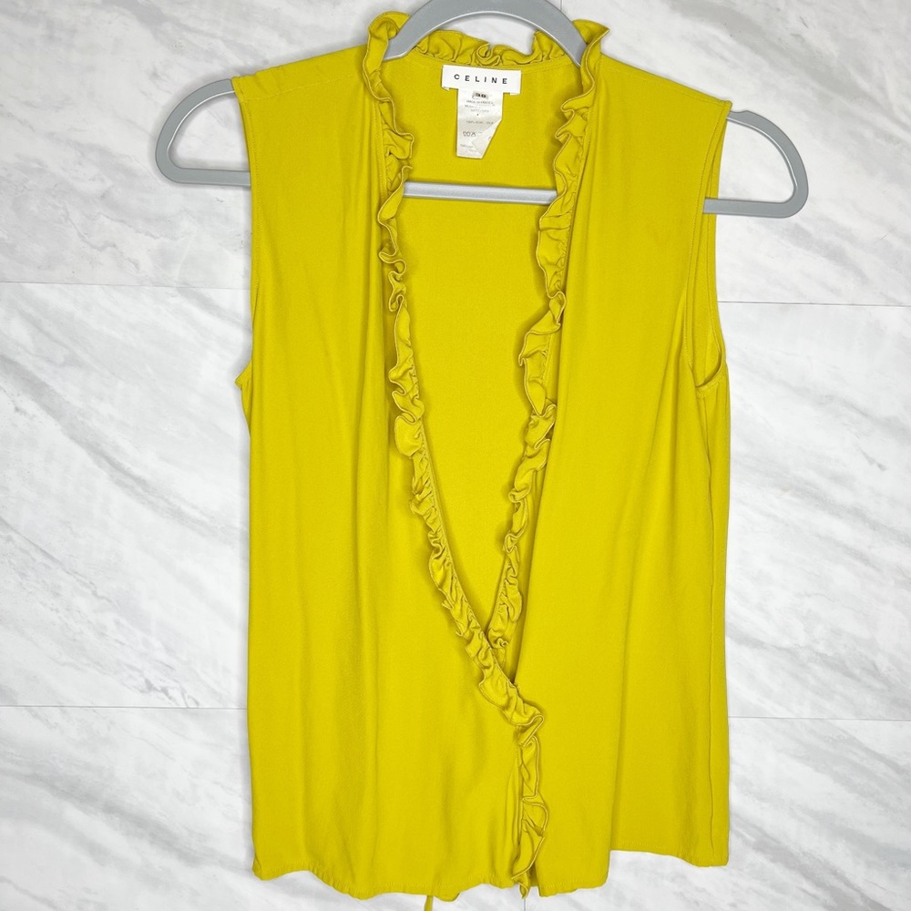 Celine Yellow Silk Blouse 38